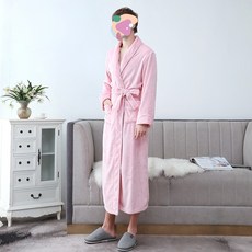 SweetieHobby 커플 극세사 롱 로브 가운 나이트가운 따뜻한 방한 홈웨어 남성 여성 잠옷 털 퍼 고급 럭셔리