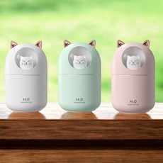 싸게파는가게 USB 고양이 가습기 필터5개 포함 300ml 대용량 무드등 귀여운 인테리어 사랑스러운, 핑크