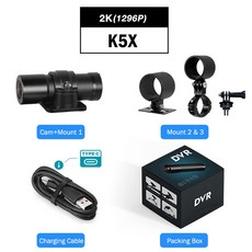 웨어러블캠 자전거액션캠 헬멧블랙박스 VSYS 2K QHD 2 채널 오토바이 블랙박스 WiFi와이파이 방수 자전거 헬멧 추가 배터리가있는 액션 캠, 32G - K5X