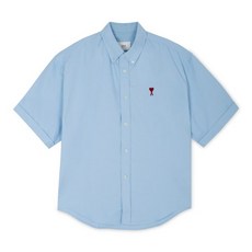 [아미] 남성 하트 로고 블루 캐시미어 셔츠 HSH230 CO0031 484