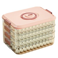 쌓을 수 있는 만두 보관 상자 Bpa-free 씰링 냉장고 주최자 동남아시아 즐겨 찾기, 분홍색, 4개의 층, 1개, 분홍색 * 4개의 층 * 1개