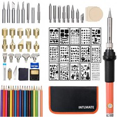 80PCS 목재 버닝 키트 온도 조절이 가능한 프로페셔널 파이러시 세트 우드버닝 팁 +16개 스텐실 +18개 스텐실 +3개 슬라이스, 단일옵션