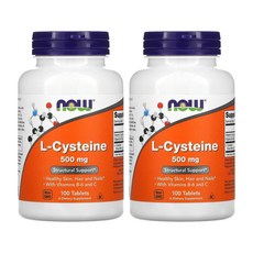 NOW Foods 나우푸트 L-시스테인 500mg 100정 [1+1팩], 100개, 2개