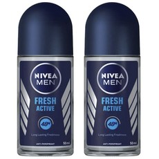 니베아 남성용 프레시 액티브 48H 롤 온 데오드란트, 2개, 50ml