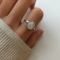 문스톤 로즈쿼츠 천연원석 스노우볼 반지 Moonstone Rose Quartz Snowball Ring (silver 925 x gemstone)