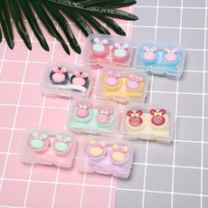 미니 휴대용 콘택트 렌즈 케이스 홀더 러블리 멀티 컬러 콘택트 렌즈 박스 바 너트 롤리팝 콘택트 렌즈 케이스 무작위 컬러