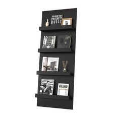 우드 매거진랙 잡지 꽂이 책 팜플렛 카달로그 거치대, 길이 53x높이 120 4겹 블랙