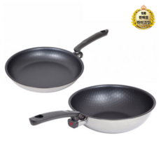 알텐바흐 울트라콤보 통 5중 스테인리스 실속 세트 2개, 실버, 프라이팬 28cm + 웍팬 28cm, 1세트