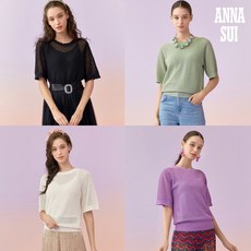 [안나수이] ANNA SUI 썸머 실크 블랜디드 팝콘 니트+이너 2종 - 안나수이블라우스