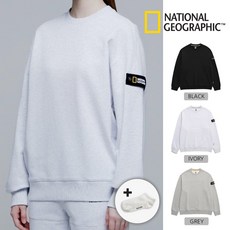 [국내매장판] 내셔널지오그래픽 라르가 와펜 남녀공용 베이직 맨투맨 티셔츠 세미오버핏 + 스포르트 발목양말 증정