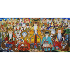 탱화 옥황종합 산신 용왕 신당 불당 큐빅 그림 만들기 보석십자수 재료 세트, 200x95cm 전체 원형 큐빅, 1개