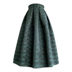 A라인스커트 셀럽당 여성용 미디엄 자가드 주름 스커트 A라인 스커트 Y00389