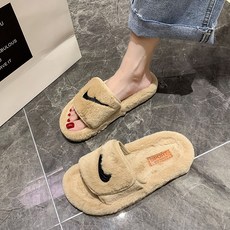 INS 인싸템 털 신발 가을 스타일리쉬 매직 와이드 아우터 플랫 일자 슬리퍼 슈즈