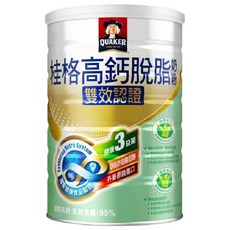 QUAKER 桂格 高鈣脫脂奶粉 雙效認證, 1.5kg, 1罐