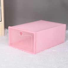 투명 플라스틱 신발 케이스 두꺼운 서랍 상자 쌓을 수 있는 정리함 랙 1pc, pink, 1개
