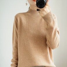 20 겨울 가을 100 양털 울 셔츠 여성 와이드 루즈핏 풀오버 후드 반목 스웨터 솔리드 무지 캐시미어 니트