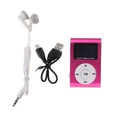 OOTDTY 미니 USB 금속 클립 MP3 플레이어 LCD 화면 지원 32 기가 바이트 마이크로 SD TF 카드 슬롯 디지털 mp3 음악, 02 분홍색_01 32GB, [04] 분홍색, 01 기타