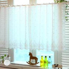 Wedding Deco 早晨陽光蕾絲純棉窗簾, 白色