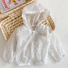토끼패턴 여름바람막이 아동 후드 점퍼 자켓 간절기 아우터 바람막이 점퍼 자켓 sub*882vU