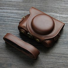 전신 정밀 핏 레트로 PU 가죽 디지털 카메라 케이스 가방 상자 커버 소니 DSC-HX50 hx50 스킨 스트랩, 02 초콜렛, 1개