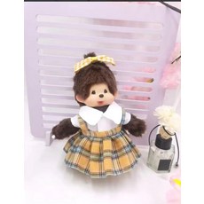 몬치치인형 monchhichi 세키구치 15cm, 54_20cm 옐로우 격자 무늬