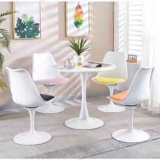 놀 샤리넨 튤립 tulip 다이닝 회전 체어, P. 화이트 쉘 스카이 블루 패드