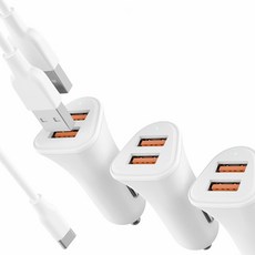 SPEEDY 차량용충전기 2포트 고속 9v C타입 케이블포함, [화이트], 1.(2포트)차량용충전기(9v급속)C타입