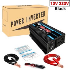 태양광인버터 차량용인버터 4000W 전력 인버터 순수 사인파 DC 12VAC 220V 변압기 전원 공급 장치 컨버터 듀얼 USB 자동차 태양광 12V, 1개
