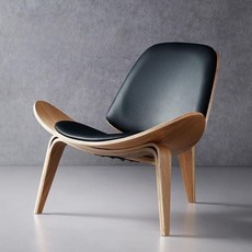 디자이너 칼한센 의자 한스웨그너 안락의자 라운지 체어 인테리어 의자 디자인 편안한등받이, 01.로그 컬러 + 블랙 가죽 패드