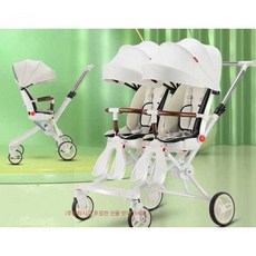 블라썸즈 쌍둥이트라이크 유모카 더블 휴대용 시트 경량 쌍둥이 다둥이 트윈 접이식 유모차 산책 연년생, 쿨 블랙+대형 좌석