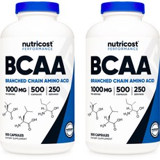 Nutricost BCAA Capsules 뉴트리코스트 BCAA 필수아미노산 500캡슐 2통, 500정, 2개