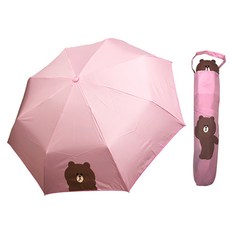 라인프렌즈 3단 브라운 헬로 수동 접이 우산 9347