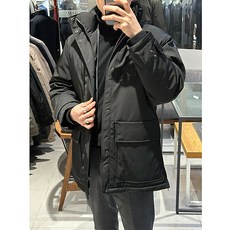 트루젠 구스다운특가 블랙 하프기장 쉘파카 디테일 남자 점퍼 1244IH002054-1