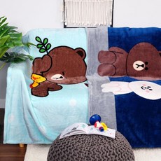 라인프렌즈 극세사 슬리핑 담요 블랭킷 민트 100x140