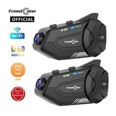 오토바이블랙박스 자전거 액션캠 오토바이 바이크 Freedconn R1Pro 카메라 블루투스 헬멧 헤드셋 인터콤 대시 캠 모토 자동 Dvr 비디오 녹음기 1440P WiFi 앱 3 아무도 2 Sets R1 Pro