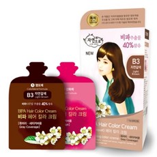자연으로 비파헤어컬러크림- 찹스 가정 염색약 20~30분 완성, 비파헤어컬러크림 B2 진한갈색, 1개