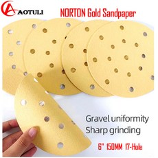 NORTON 그라인딩 디스크 플로킹 라운드 자동차 퍼티 우드 샌딩 칩 사포 150mm 6 인치 17 홀 150mm 80-500grit, 20pcs, 240grit, 20개