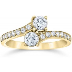 1캐럿 포에버 유즈 2 스톤 다이아몬드 반지 10K 옐로우 골드 - 사이즈 6