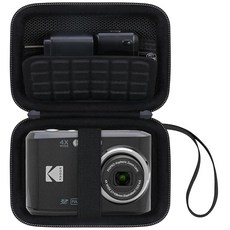 Canboc 코닥 PIXPRO Friendly Zoom FZ55 FZ53 FZ45 16MP 디지털 카메라용 하드 케이스 SD 카드에 맞는 메시 포켓 USB 충전 어댑터 케이블, T-블랙