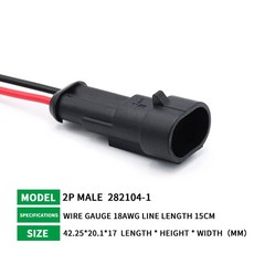 방수 자동 커넥터 AMP 1P 2P 3P 4P 5P 6P 암수 플러그 15cm 18AWG 와이어 케이블 차량용 HID 하네스 5 세트 20/100 세트, 8) 2P Male - 20 Sets