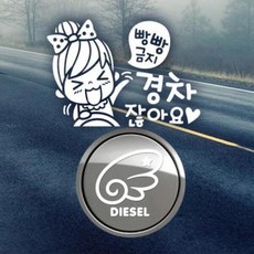 아트박스/제제데코 P_초보빵빵금지경차여자 반사+주유구날개좌측 디젤W, 1개