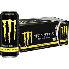 Monster Energy 몬스터 에너지 리저브 화이트 파인애플 옐로우 에너지 드링크, 15개, 473ml