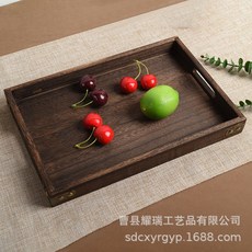 일본식 나무 트레이 새로운 단단한 차 트레이 크리 에이 티브 숯 Sautong 호텔 트레이 과일 빵 피자 트레이 사용자 정의, 브라운/브라운_중간 크기 4*24*36