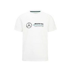 Mercedes AMG Petronas 포뮬러 원 팀 - 공식 1 상품 라지 로고 티셔츠 회색., X-Small, 화이트