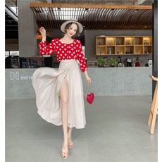 비치웨어스커트 단색 쉬폰 한편식 끈허리띠 롱스커트 여름 chic푸켓섬 해변 바캉스 자외선차단 매듭 스커트 여성