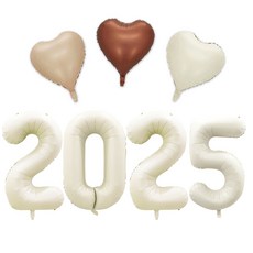 [해피쏘굿] 2025 숫자 풍선 세트, 1세트, 크림숫자+하트세트