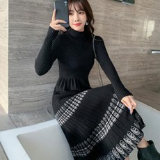 [오센스] 가을겨울 블랙 니트 롱 주름원피스  리뷰 후기