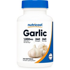 Nutricost Garlic 1000mg 240 Softgels - Premium High Potency Gluten Free Garlic Supplement, 240정, 1개