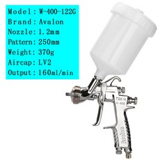 자동차용 수동 분무기 공압 도구 권총 W-400 페인트 스프레이건, 01 01 gravity 1.2mm nozzle, 1개