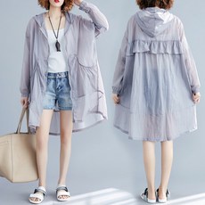 큰언니 1100 7282 박시 언발 초경량 간절기 롱후드 바람막이
